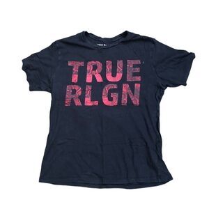 TRUE Religion T Shirt Chain Fashion Large Black BIG LOGO